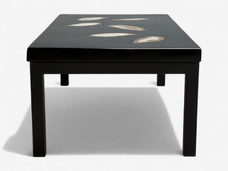 Ado Chale, Black Resin, Agate, Coffee Table, Belgium, 1990s - 5