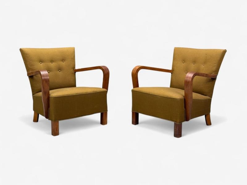 Danish Modern, Bentwood, Fabric, Lounge Chairs, Denmark, 1930s - 11