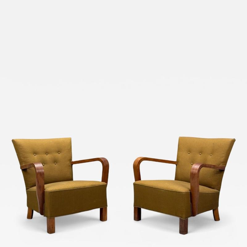 Danish Modern, Bentwood, Fabric, Lounge Chairs, Denmark, 1930s (1 of 11)