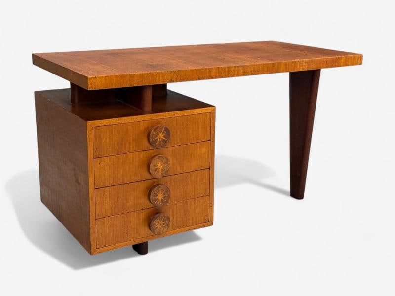Andrew Szoeke, Satinwood, Oak, Writing Desk and Chair, USA, 1950s - 5