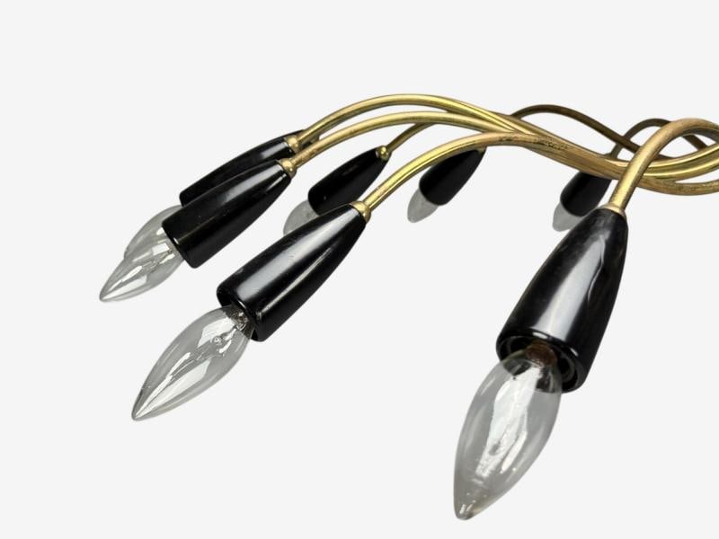 Italian Modern, Enameled Metal, Brass, Chandelier, Italy, 1960s - 7