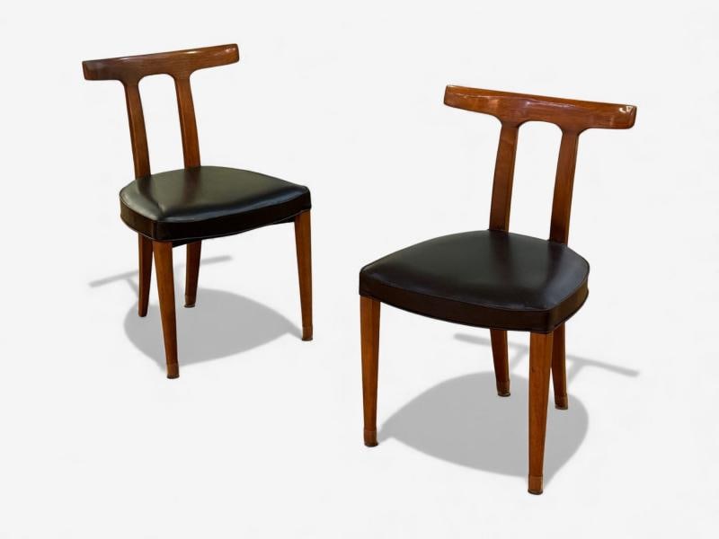 Ole Wanscher, Teak, Leatherette, T-Back Occasional Chairs, Denmark, 1960s - 12