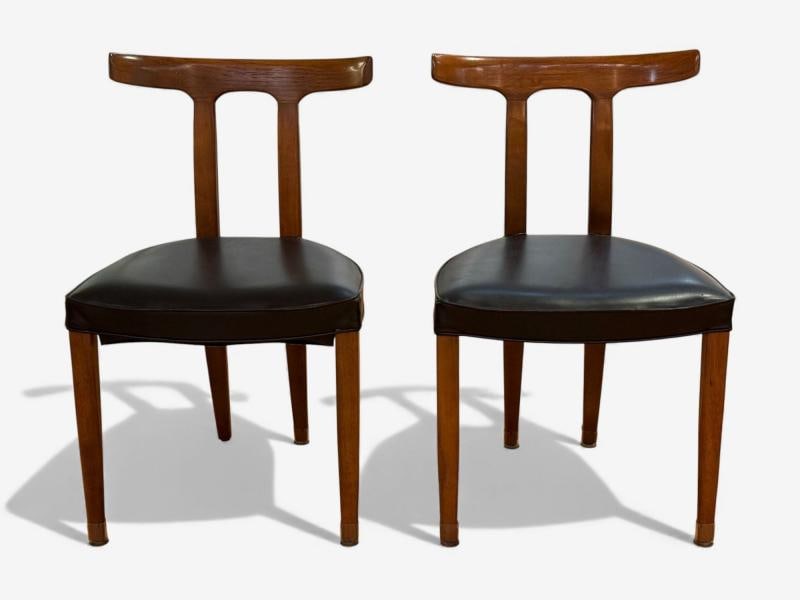 Ole Wanscher, Teak, Leatherette, T-Back Occasional Chairs, Denmark, 1960s - 3