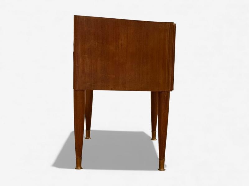 Italian Modern, Stained Wood, Brass, Glass, Nightstands, Italy, 1950s - 12