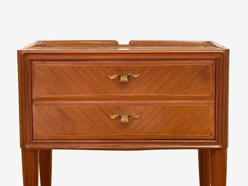 Italian Modern, Stained Wood, Brass, Glass, Nightstands, Italy, 1950s - 5