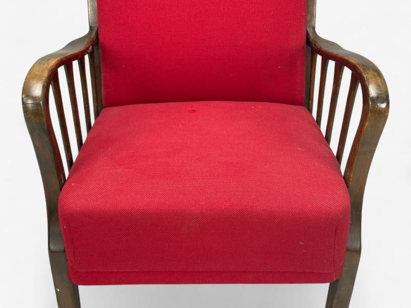 Josef Frank Attribution, Red Fabric, Wood, Lounge Chair, Denmark, 1950s - 6