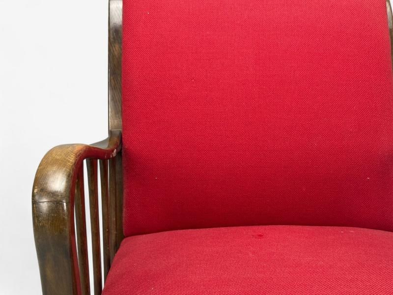 Josef Frank Attribution, Red Fabric, Wood, Lounge Chair, Denmark, 1950s - 7