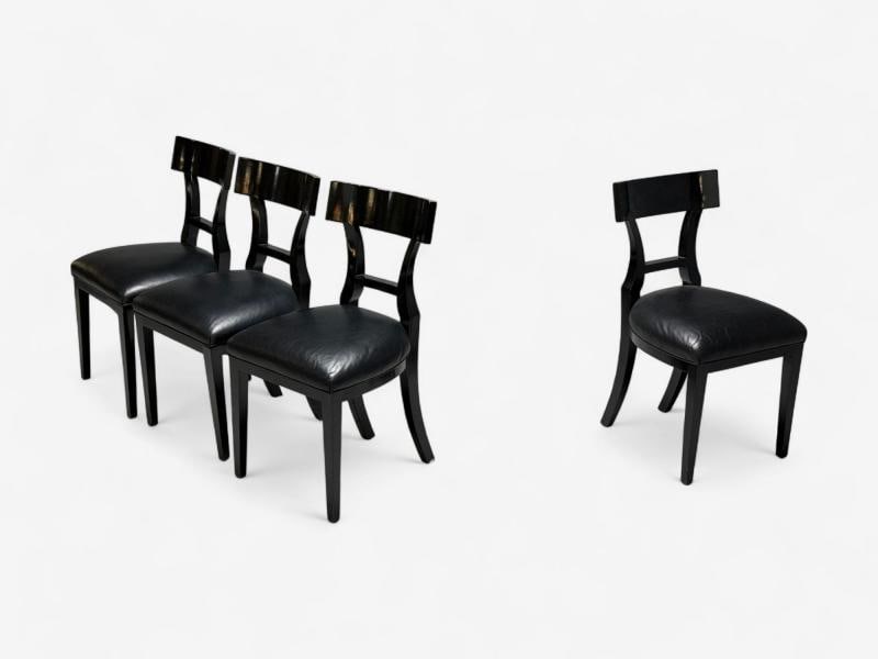 Niedermaier, Ebonized Wood, Leather, Klismos Dining Chairs, USA, 21st C. - 12