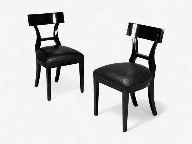 Niedermaier, Ebonized Wood, Leather, Klismos Dining Chairs, USA, 21st C. - 2