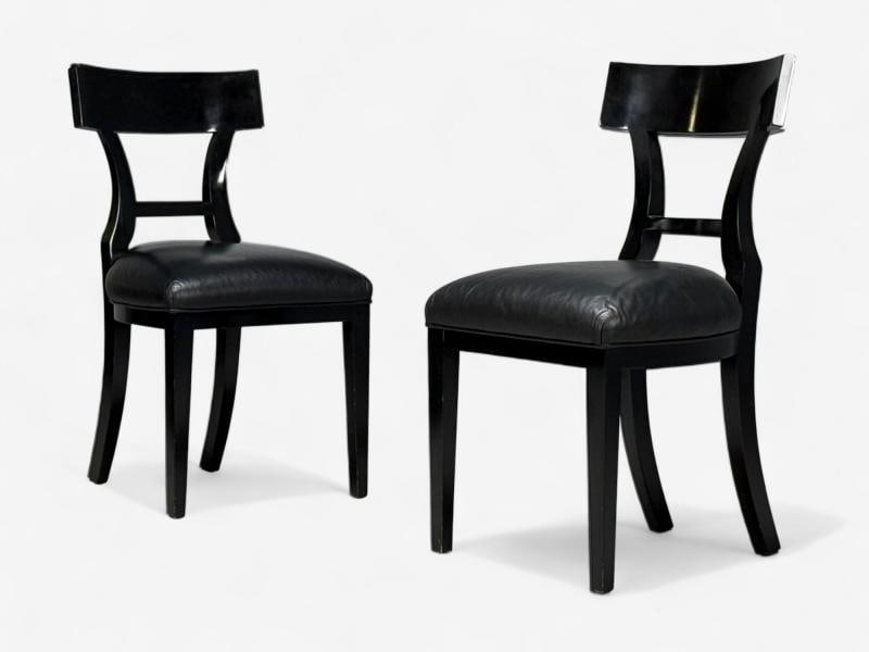Niedermaier, Ebonized Wood, Leather, Klismos Dining Chairs, USA, 21st C. - 4
