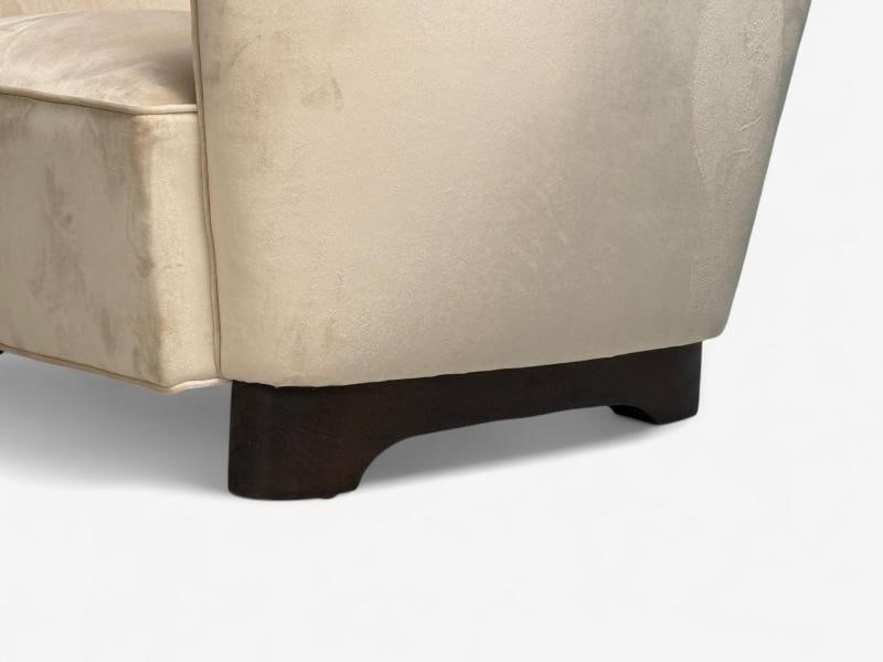 Slagelse Mobelfabrik, Beige Velvet, Beech, Lounge Chairs, Denmark, 1940s - 11