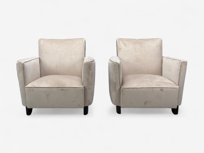 Slagelse Mobelfabrik, Beige Velvet, Beech, Lounge Chairs, Denmark, 1940s - 3