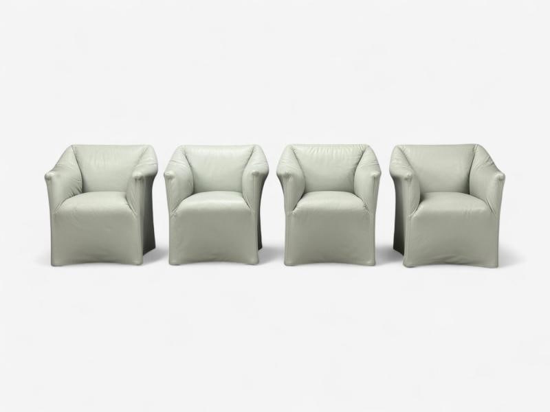 Mario Bellini, Italian Modern, Leather, Four Model 684 Armchairs, Italy, 1980s - 2