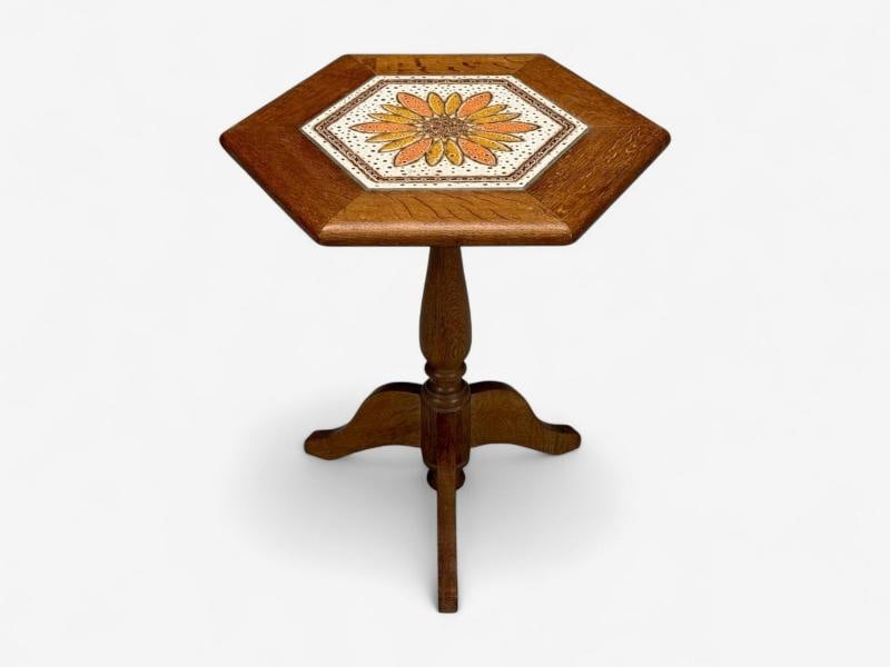 Danish Modern, Oak, Ceramic, Side Table, Denmark, 1975 - 2