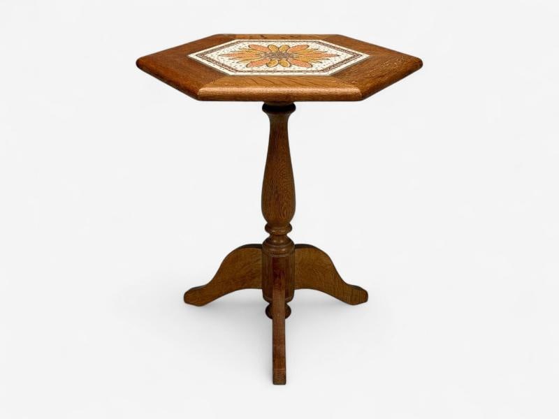 Danish Modern, Oak, Ceramic, Side Table, Denmark, 1975 - 9