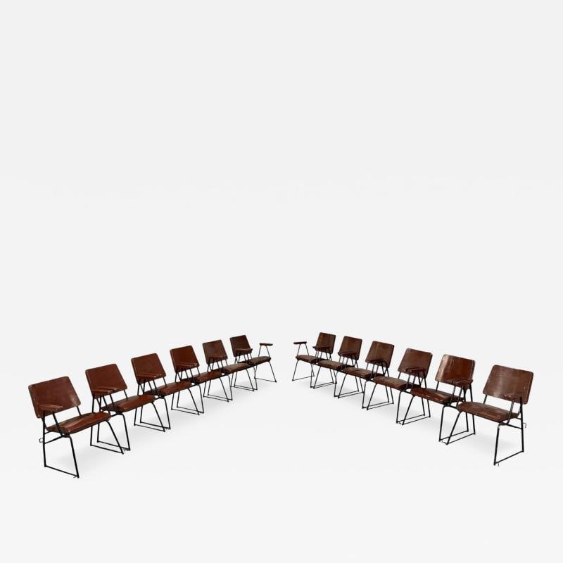 Studio BBPR, Lacquered Iron, Wood, Twelve Armchairs, Italy, 1960s (1 of 12)