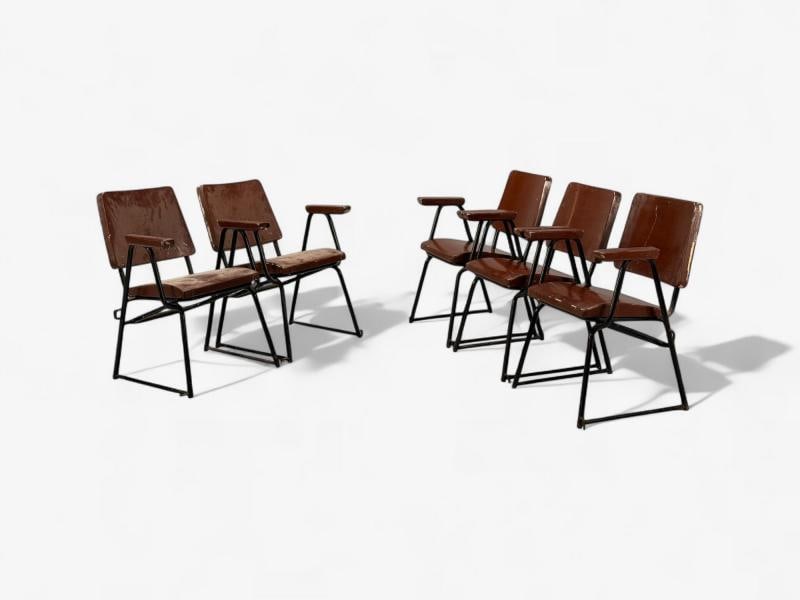 Studio BBPR, Lacquered Iron, Wood, Twelve Armchairs, Italy, 1960s - 3