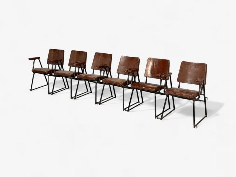Studio BBPR, Lacquered Iron, Wood, Twelve Armchairs, Italy, 1960s - 4