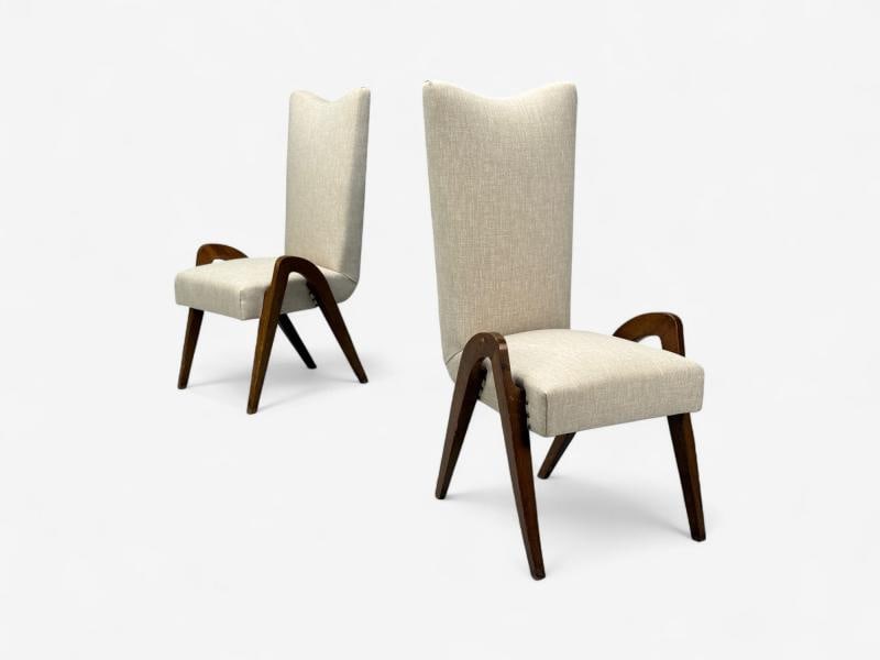 Malatesta & Masson, Beige Fabric, Wood, Occasional Chairs, Italy, 1950s - 2