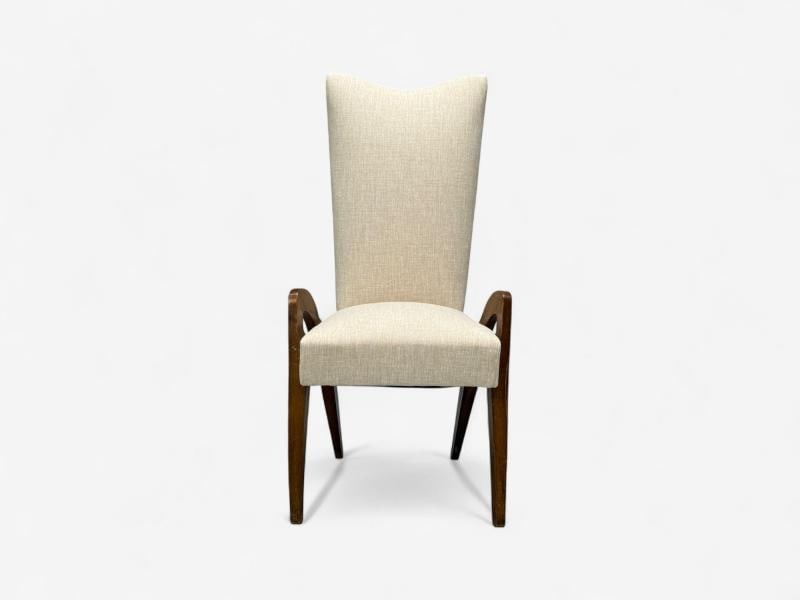 Malatesta & Masson, Beige Fabric, Wood, Occasional Chairs, Italy, 1950s - 5