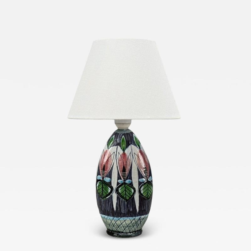 Tilgmans Keramik, Swedish Modern, Ceramic, Table Lamp, Sweden, 1960s: Title: Tilgmans Keramik, Swedish Modern, Ceramic, Table Lamp, Sweden, 1960s Description: Tilgmans Keramik, Swedish Mid-Century Modern, Ceramic, Table Lamp, Sweden, 1960s A colorful glazed ceramic tabl