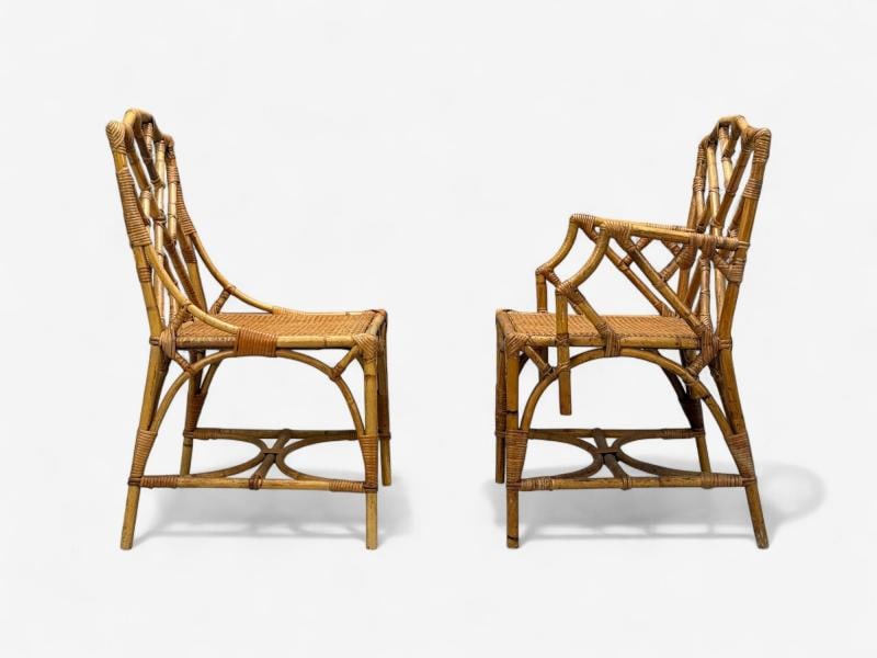 Dal Vera, Italian Modern, Bamboo, Cane, Six Dining Chairs, Italy, 1950s - 11