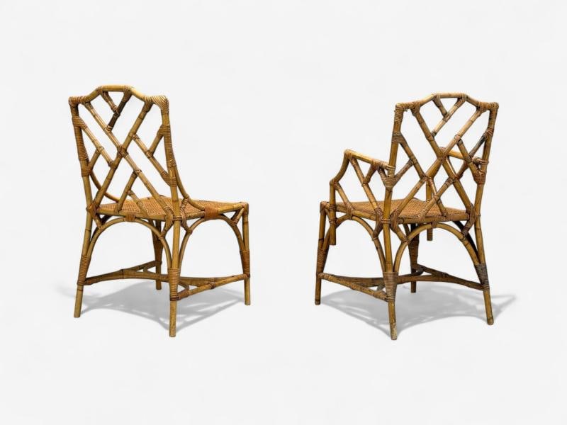 Dal Vera, Italian Modern, Bamboo, Cane, Six Dining Chairs, Italy, 1950s - 12