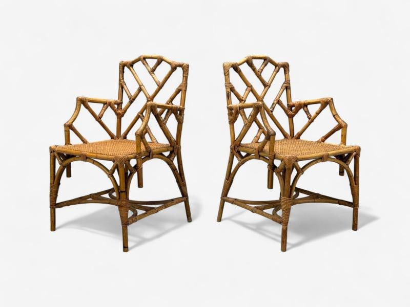 Dal Vera, Italian Modern, Bamboo, Cane, Six Dining Chairs, Italy, 1950s - 8