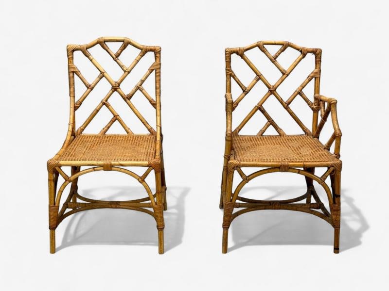 Dal Vera, Italian Modern, Bamboo, Cane, Six Dining Chairs, Italy, 1950s - 9