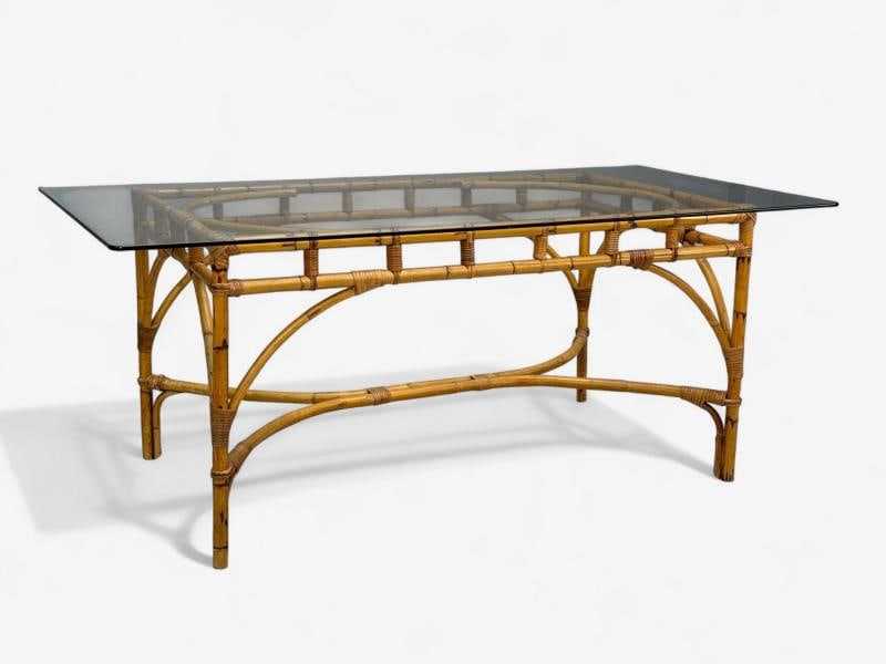 Dal Vera, Italian Modern, Bamboo, Cane, Glass, Dining Table, Italy, 1950s - 2