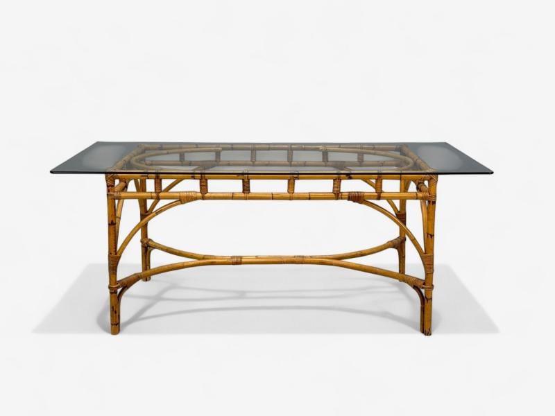Dal Vera, Italian Modern, Bamboo, Cane, Glass, Dining Table, Italy, 1950s - 3