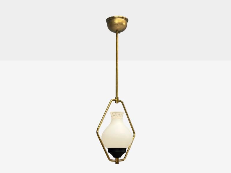 Danish Modern, Brass, Glass, Pendant Light, Denmark, 1960s - 2