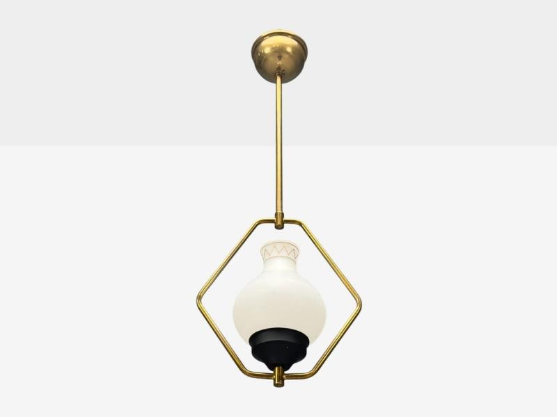 Danish Modern, Brass, Glass, Pendant Light, Denmark, 1960s - 3
