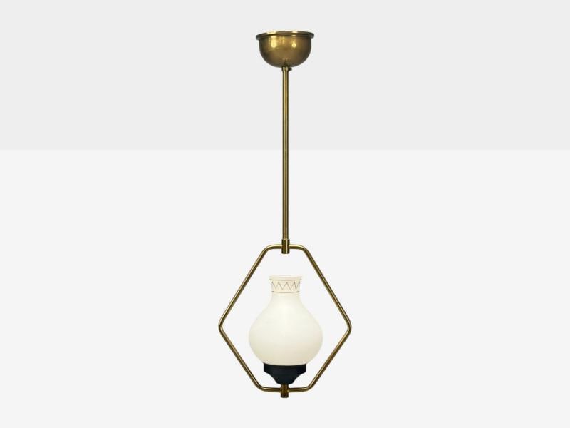 Danish Modern, Brass, Glass, Pendant Light, Denmark, 1960s - 4