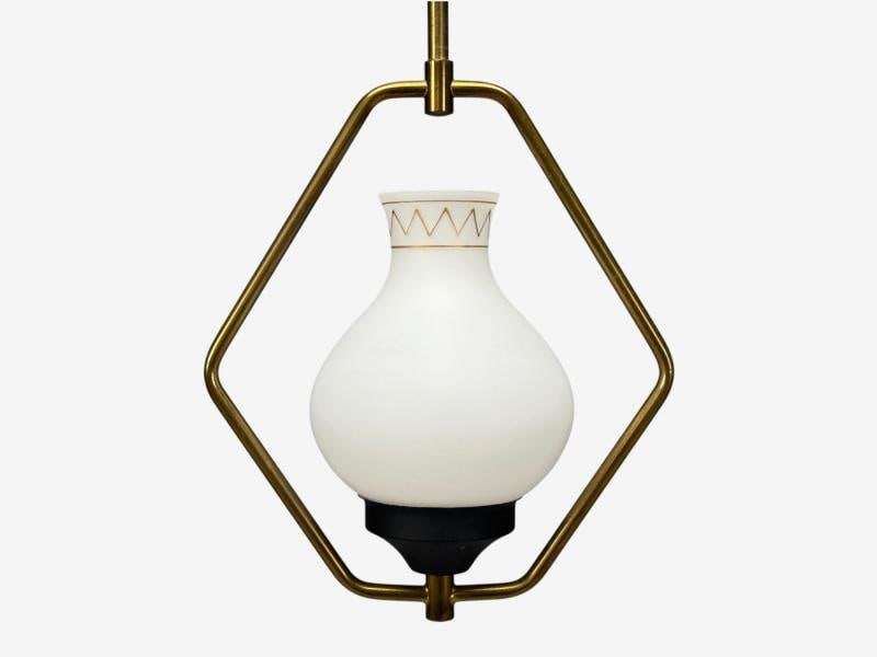 Danish Modern, Brass, Glass, Pendant Light, Denmark, 1960s - 5