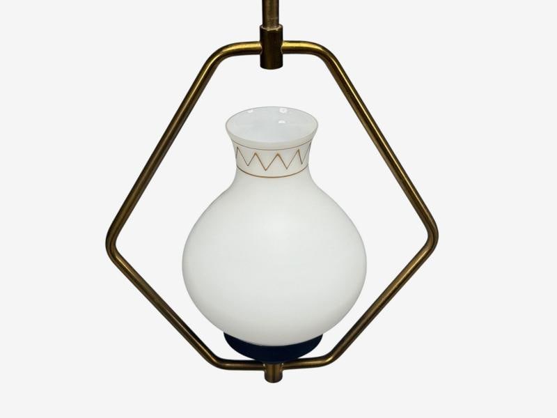 Danish Modern, Brass, Glass, Pendant Light, Denmark, 1960s - 6