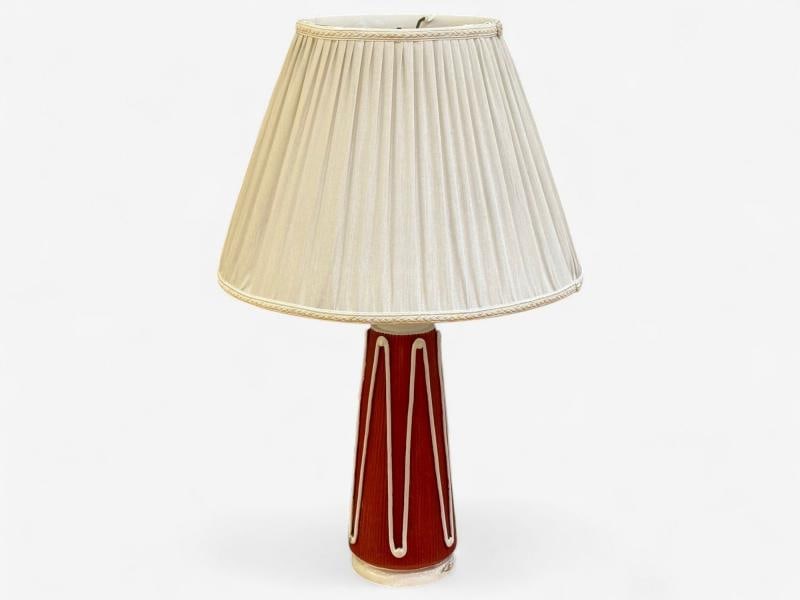 Italian Modern, Red Ceramic, Table Lamp, Italy, 1950s - 2