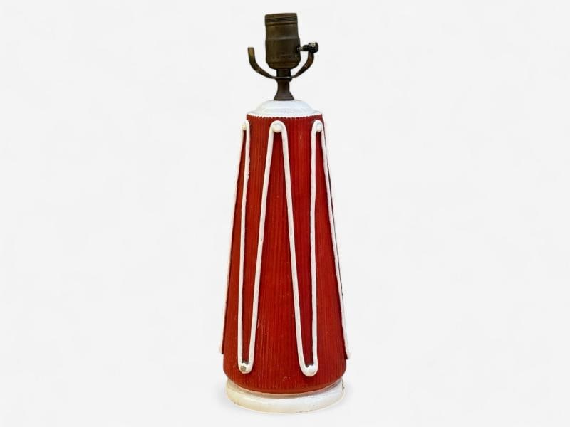 Italian Modern, Red Ceramic, Table Lamp, Italy, 1950s - 3