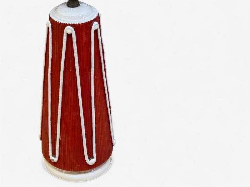 Italian Modern, Red Ceramic, Table Lamp, Italy, 1950s - 4