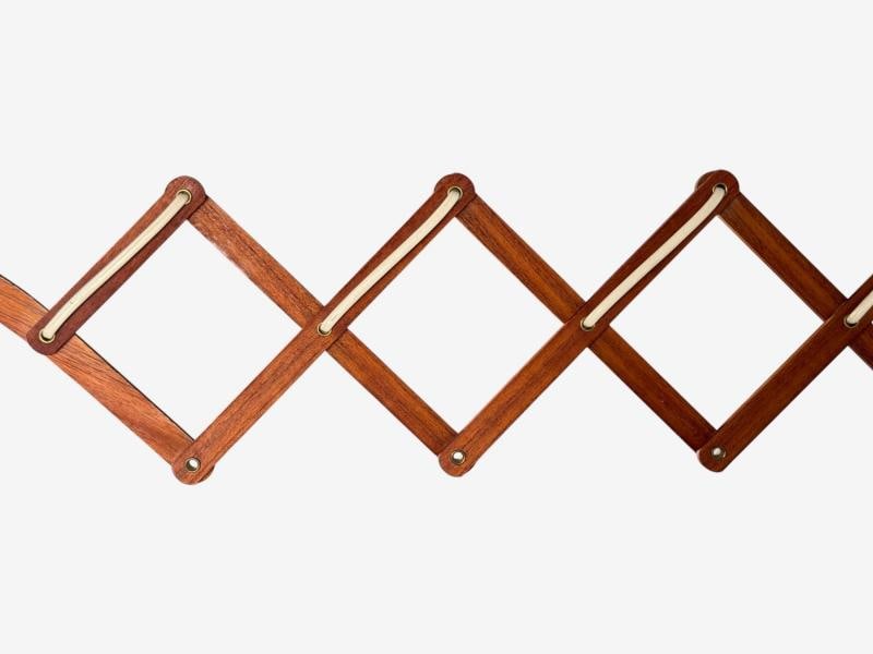 Aro Leuchten, Teak, Brass, Fabric, Scissor Wall Light, Germany, 1960s - 6