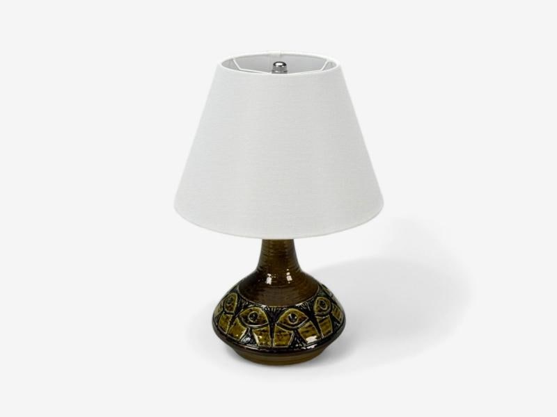 Arne Finne Nielsen, Olive Green Stoneware, Table Lamp, Denmark, 1960s - 3