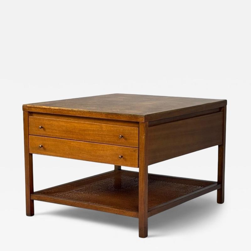 Paul McCobb, Leather, Cane, Brass, Side Table, USA, 1950s (1 of 10)