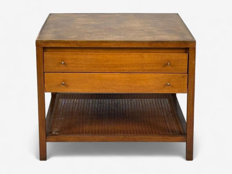 Paul McCobb, Leather, Cane, Brass, Side Table, USA, 1950s - 3