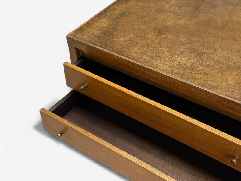 Paul McCobb, Leather, Cane, Brass, Side Table, USA, 1950s - 6