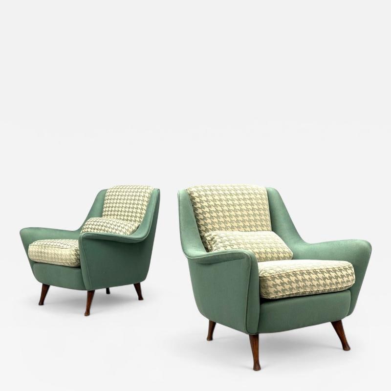 Carlo Pagani attr., Fabric, Wood, Lounge Chairs, Italy, 1950s (1 of 11)