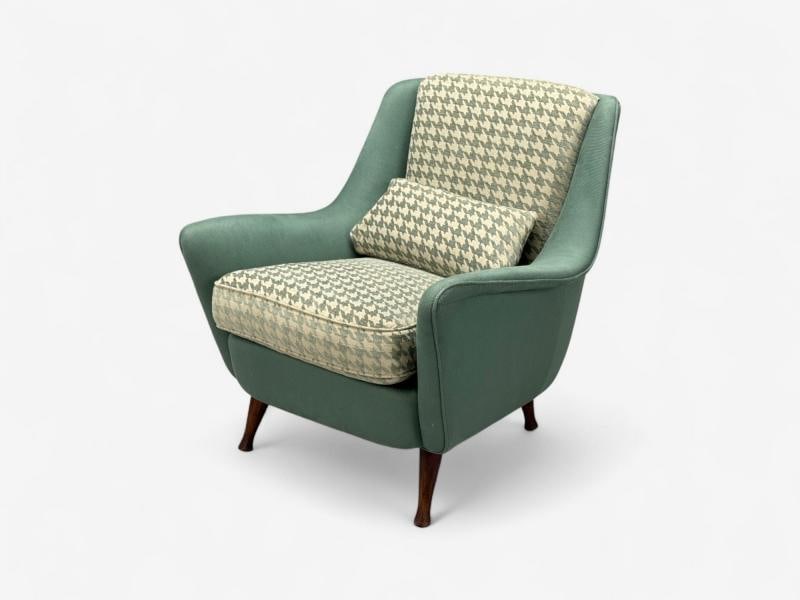 Carlo Pagani attr., Fabric, Wood, Lounge Chairs, Italy, 1950s - 7