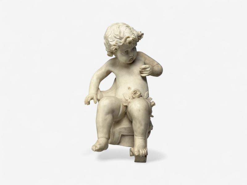 Neoclassical, Faux Marble, Seated Angel Busts on Sleighs, Italy, 1960s - 5