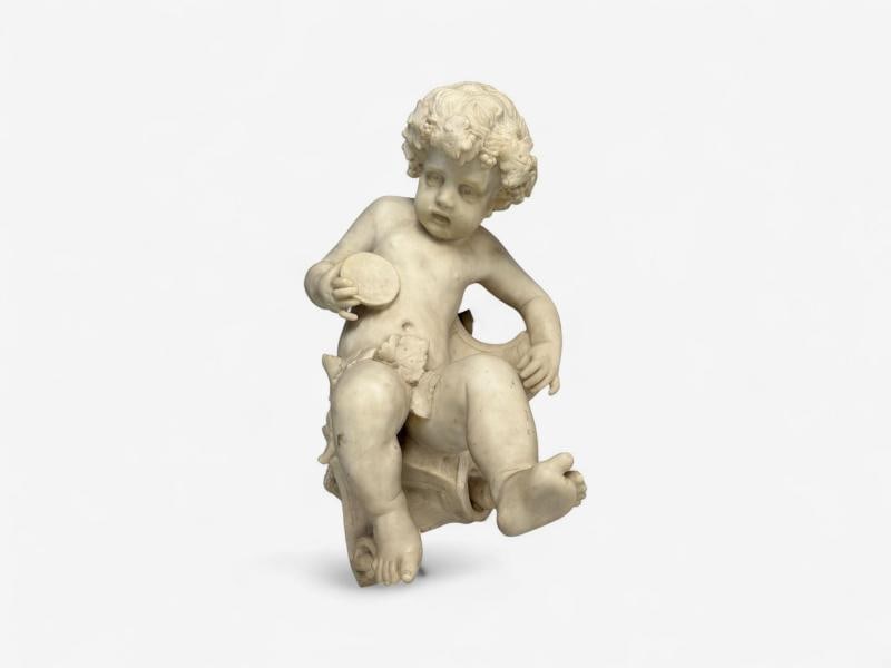 Neoclassical, Faux Marble, Seated Angel Busts on Sleighs, Italy, 1960s - 6