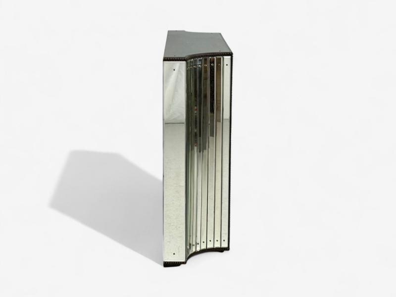 Art Deco Style, Antique Glass, Painted Wood, Concave Mirrored Cabinets - 8