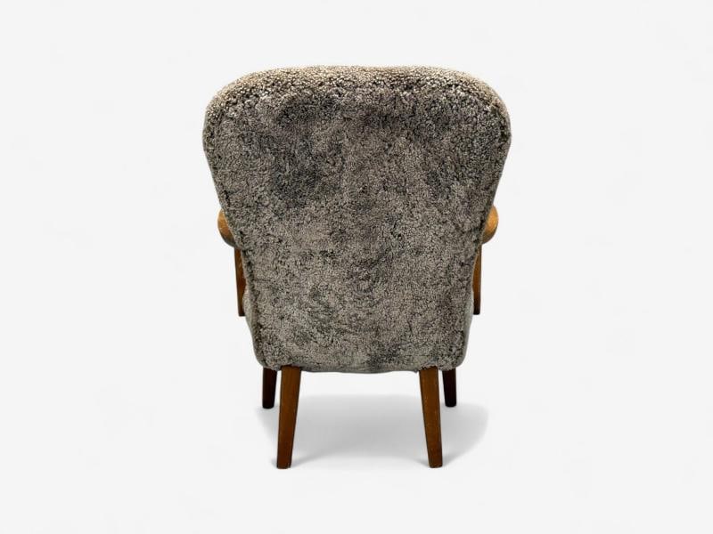 Philip Arctander Style, Shearling, Beech, Lounge Chair, Denmark, 1960s - 11